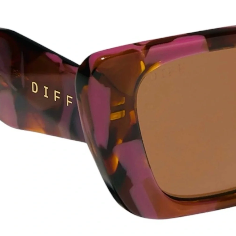DIFF Aura Polarized Sunglasses Torino Pink Tortoise Frame Brown Lens NWT